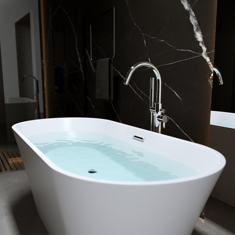 WANNA WOLNOSTOJĄCA LIZBONA 502A BIAŁA PRZELEW CHROM 150x75 CM